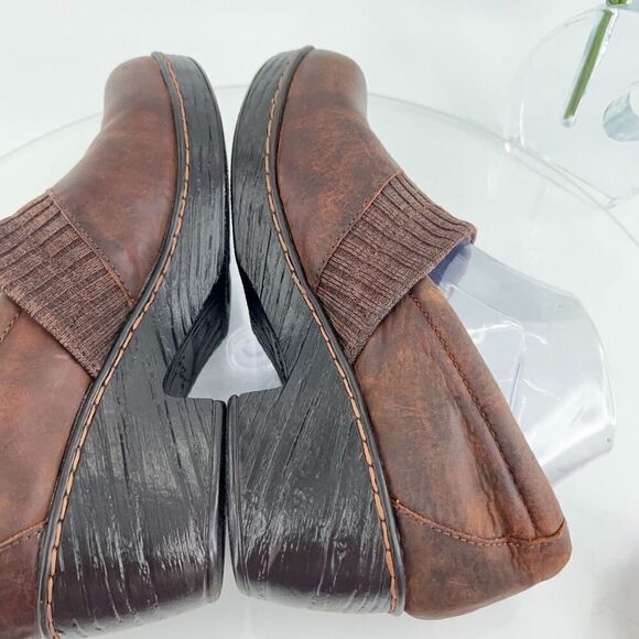 Born Womens Daphnes Clog Size 10 Brown Leather Wedge Heel Work Shoe Comfy - Picture 9 of 15